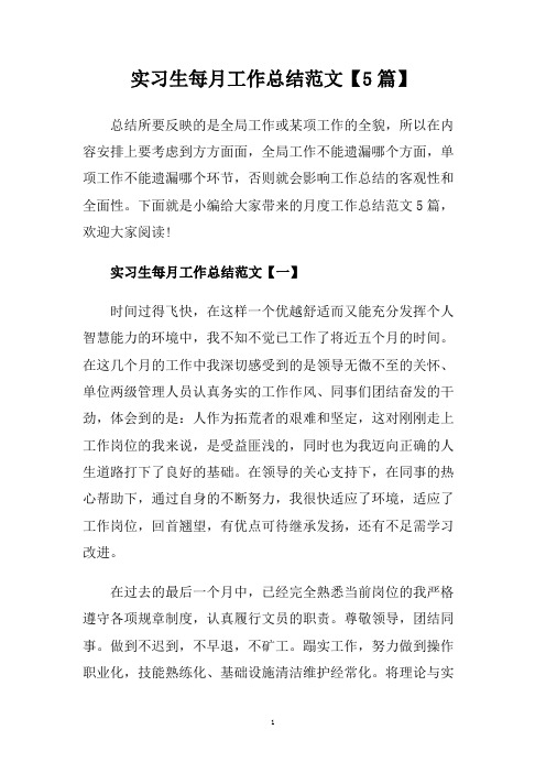 实习生每月工作总结范文【5篇】.doc