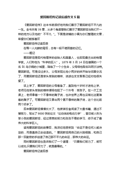 爱因斯坦传记读后感作文5篇