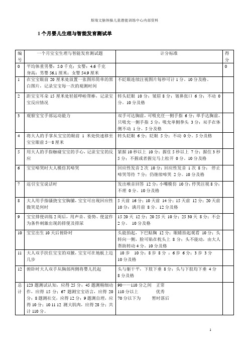 112个月婴儿测评单