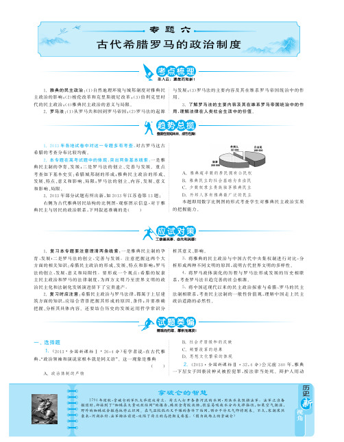 2015届高考历史分类精粹(考点梳理+趋势总揽+应试对策+试题类编)：专题六+古代希腊罗马的政治制度