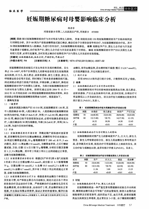 妊娠期糖尿病对母婴影响临床分析