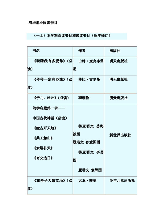 小学一年级阅读书目