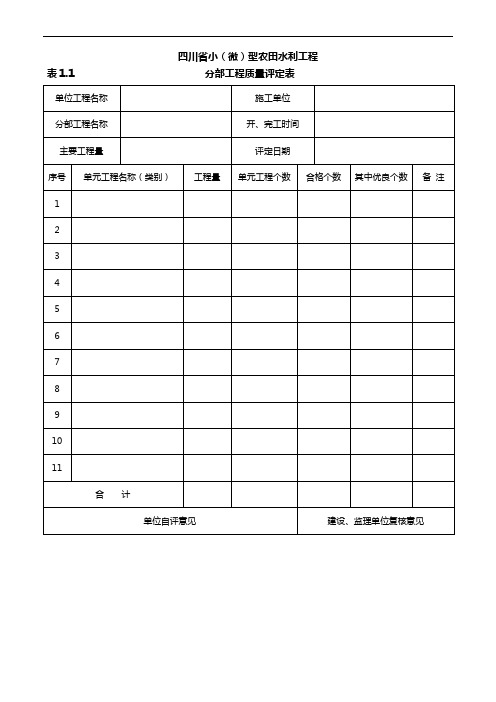 四川省小(微)型农田水利工程施工质量评定表格(全套)