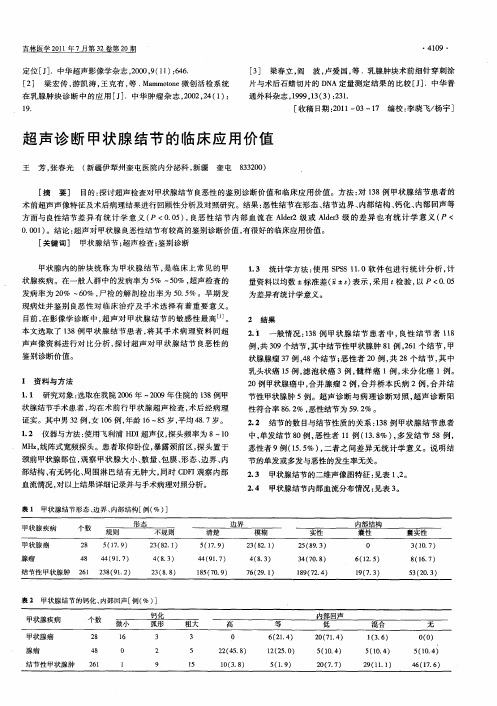 超声诊断甲状腺结节的临床应用价值