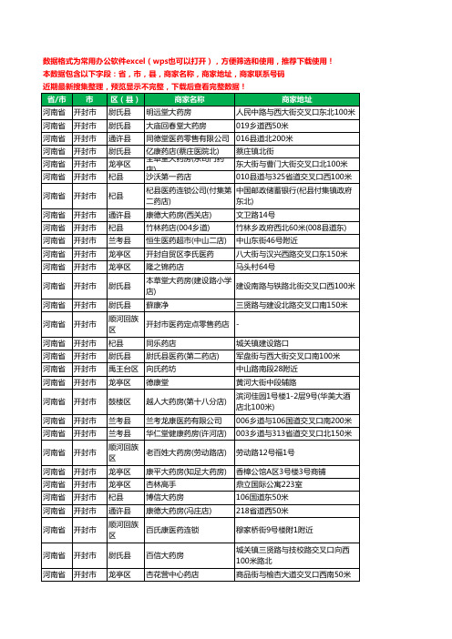 2020新版河南省开封市药工商企业公司商家名录名单黄页联系电话号码地址大全1031家