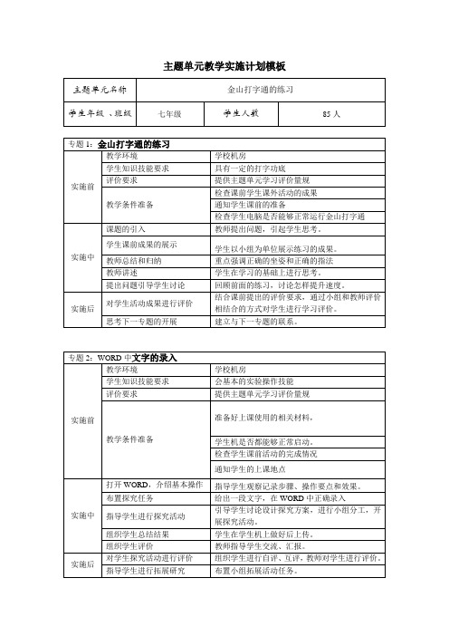 模块7：主题单元教学实施计划
