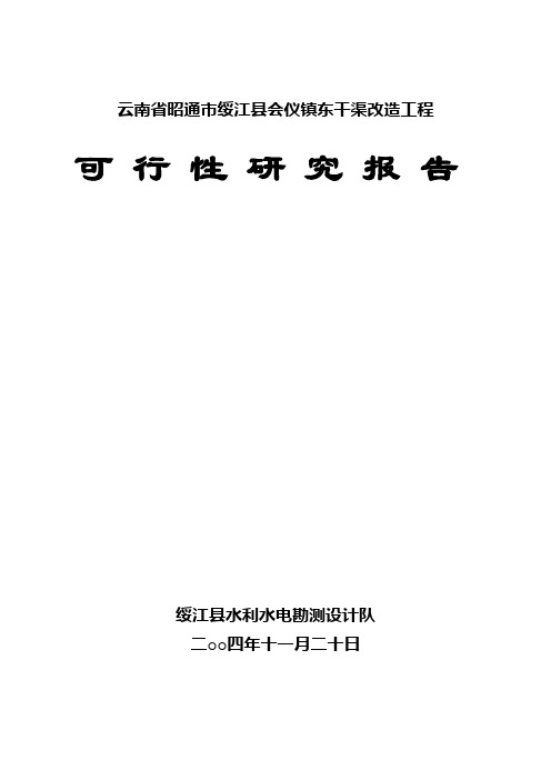东干渠可研报告
