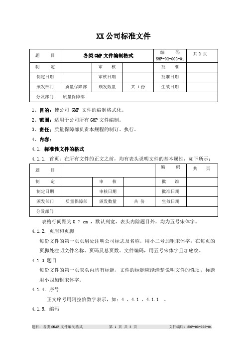 SMP-02-002-00各类GMP文件编制格式