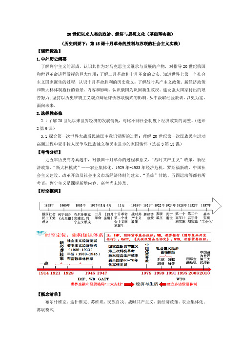 高中历史-一轮复习-20世纪以来人类的政治、经济与思想文化