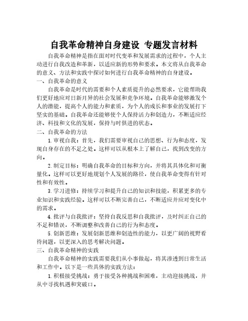 自我革命精神自身建设 专题发言材料