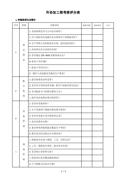 外协加工商评审表