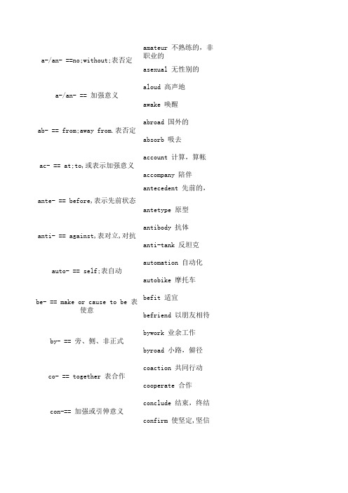 高中常见英语词根前缀后缀及单词形式转换