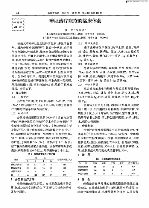 辨证治疗痤疮的临床体会