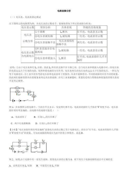 初三物理电路故障分析