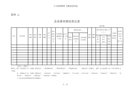 企业基本情况登记表