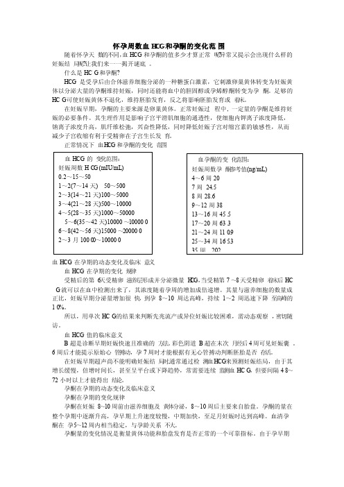 怀孕周数血HCG和孕酮的变化范围