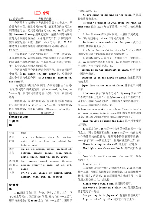 【火线100天】中考英语基础【语法5】介词(含答案)