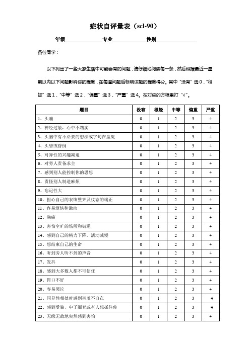 症状自评量表(scl-90)