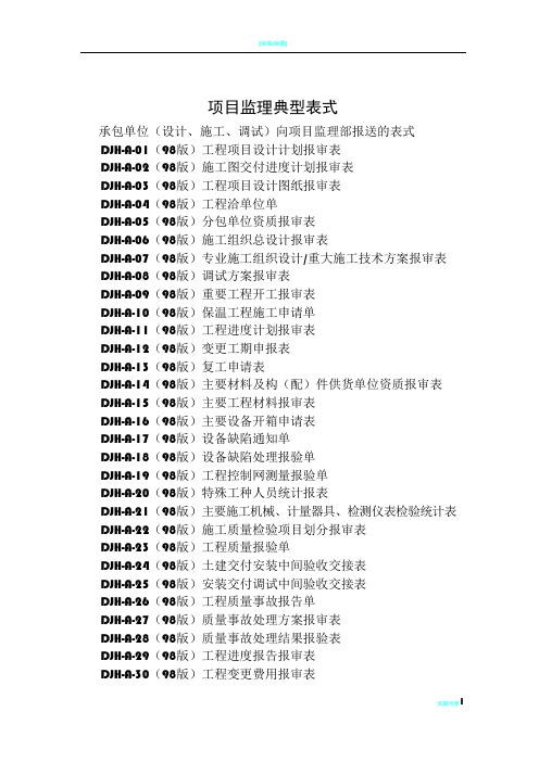 工程分包、工程总承包各方常用表格(全)