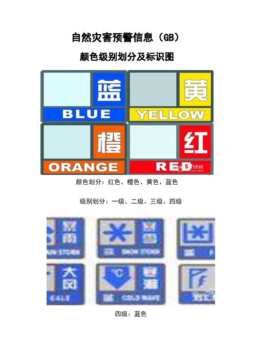 自然灾害预警信息---颜色、等级划分及图标