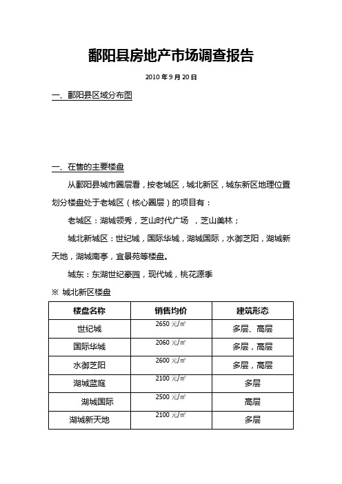 上饶市鄱阳县房地产市场调查报告