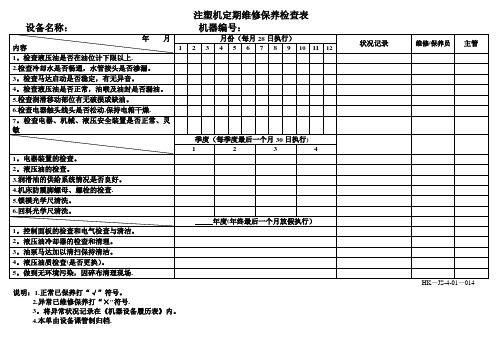 注塑机定期维护保养记录表