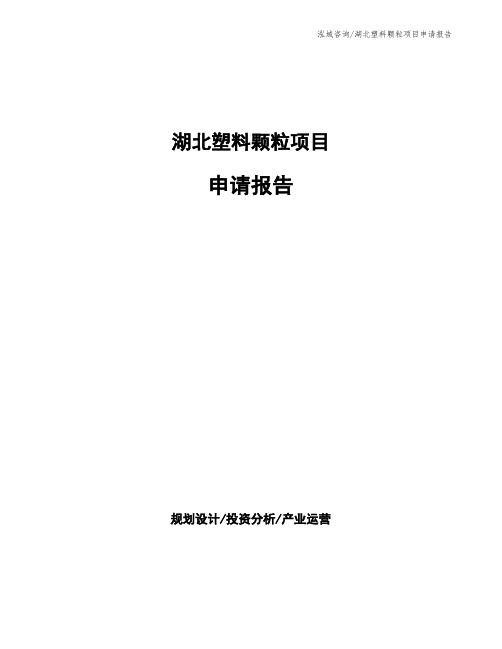 湖北塑料颗粒项目申请报告