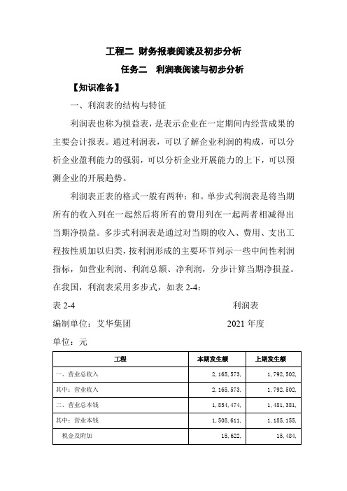 大数据与会计专业《2-2 利润表阅读与初步分析——电子教材》