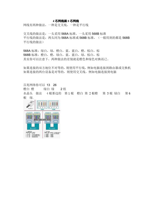 4芯网线跟8芯网线