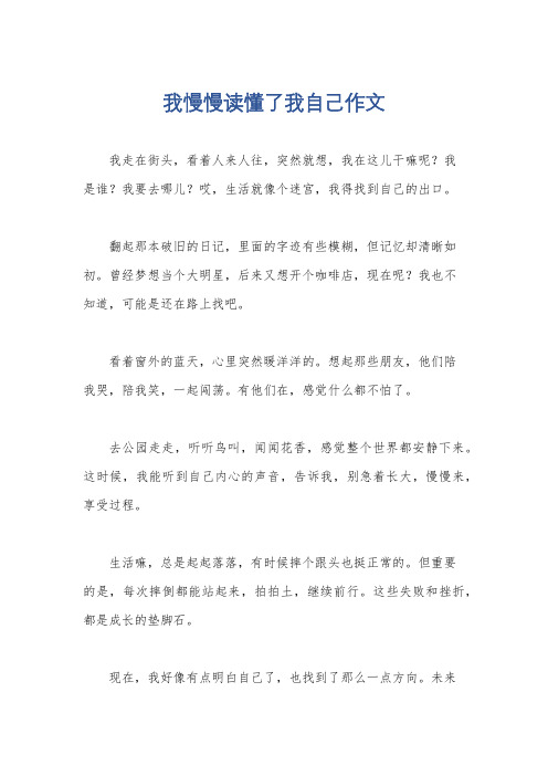 我慢慢读懂了我自己作文