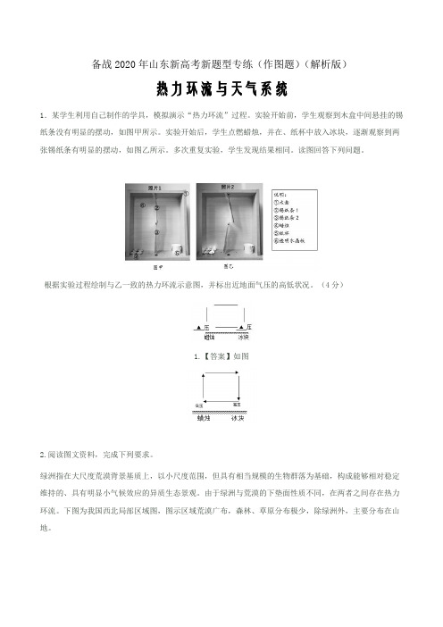 备战2020年山东新高考新题型专练(作图题)热力环流与天气系统(解析word版)