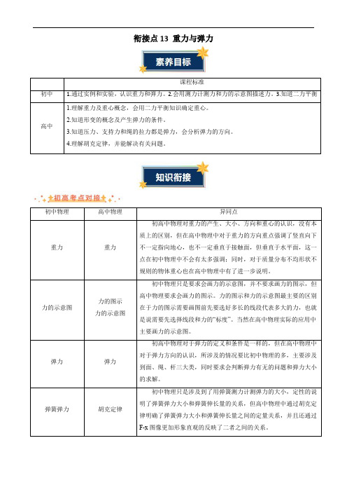 2024年初升高物理无忧衔接衔接点13 重力与弹力(解析版)