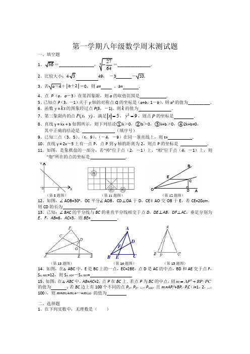 苏科版八年级数学上册周末测试题