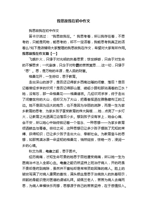 我思故我在初中作文