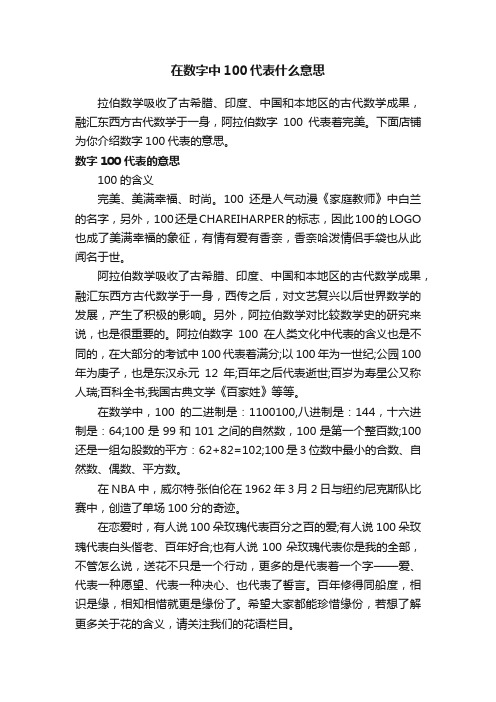 在数字中100代表什么意思