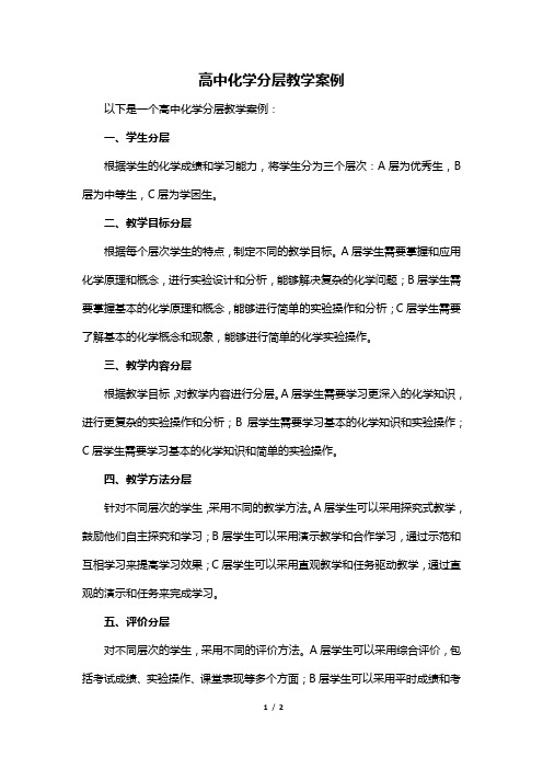 高中化学分层教学案例