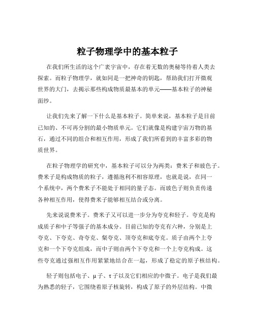 粒子物理学中的基本粒子