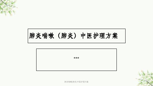 肺炎喘嗽(肺炎)中医护理方案课件