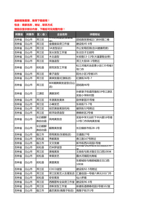 新版吉林省白山市美容美发企业公司商家户名录单联系方式地址大全579家