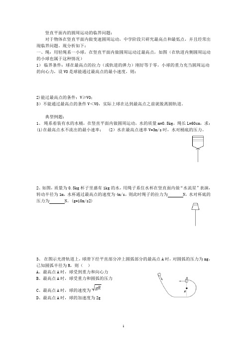 圆周运动绳杆模型