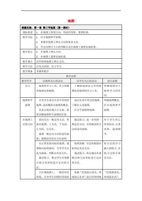 七年级地理上册 第一章 第三节 地图教案1 中图版