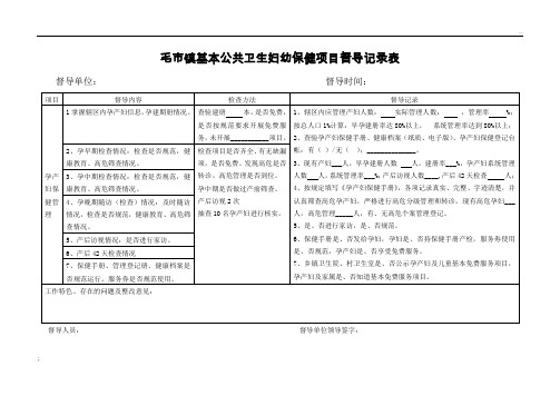 基本公共卫生妇幼保健项目督导记录表