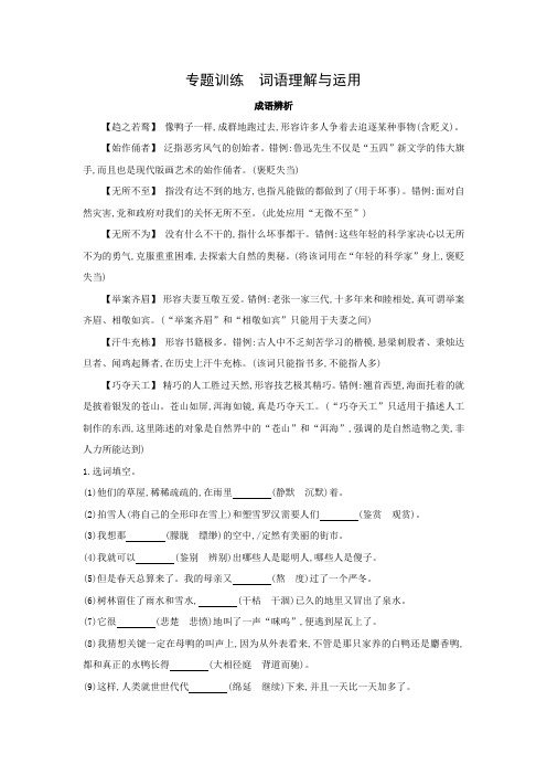 专题训练：词语理解与运用   期末综合复习   2021-2022学年 部编版语文七年级上册