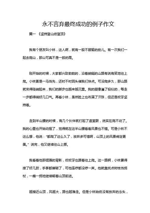 永不言弃最终成功的例子作文