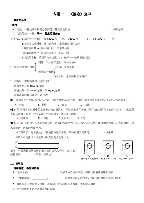 《溶液》专题复习