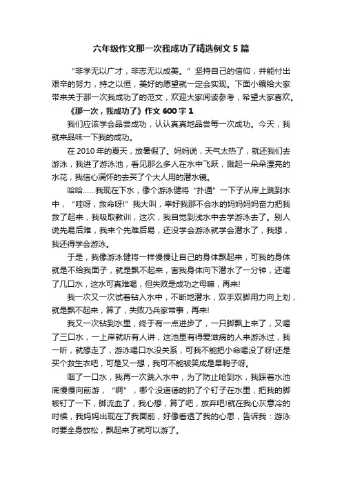 六年级作文那一次我成功了精选例文5篇