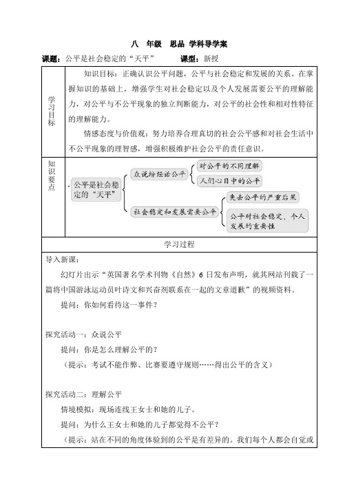 公平是社会稳定的天平导学案