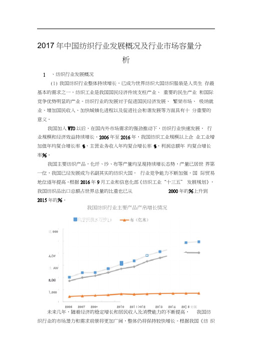 2017年中国纺织行业发展概况及行业市场容量分析