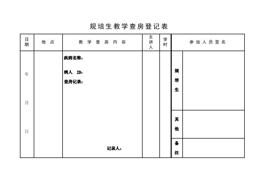 规培生教学查房登记表