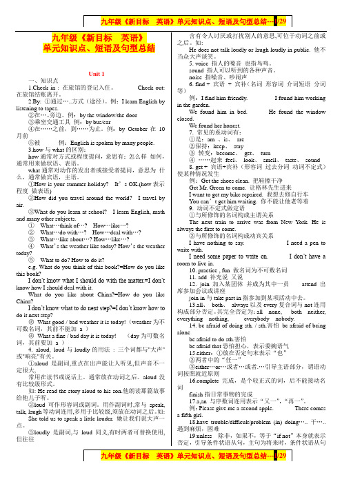 (WORD精排版)九年级《新目标英语》单元知识点、短语及句型总结大全